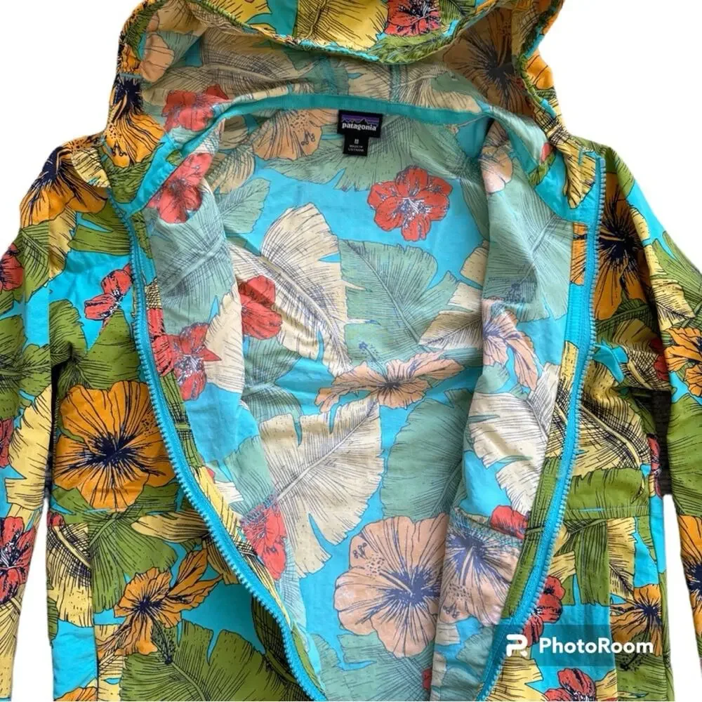 Patagonia Kids’ Baggies Jacket Multi Tropical Flowers Water Resistant Size 10